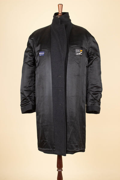 SWEDISH 1950S DARK GREY SINGLE BREASTED OVERCOAT BY WIDENGRENS. SIZE CA EU 48