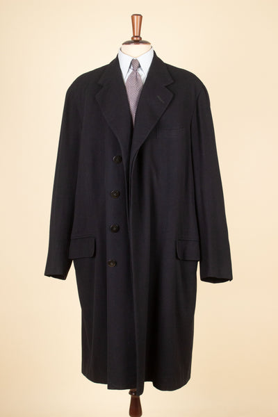 SWEDISH 1950 BESPOKE BLACK SINGLE BREASTED OVERCOAT BY NILSSON & LINDMAN. SIZE CA EU 54