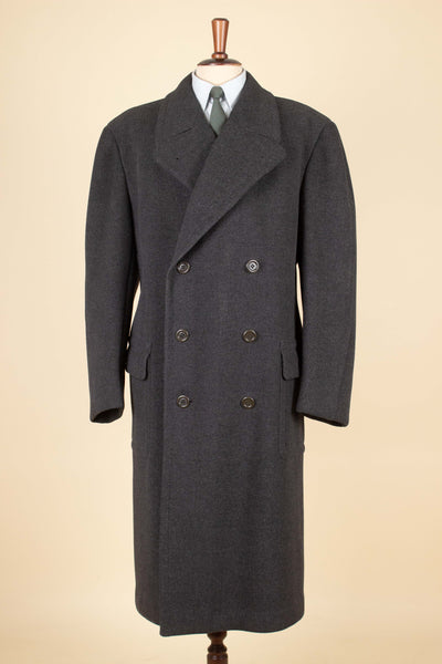 SWEDISH 1940S GREY DOUBLE BREASTED OVERCOAT BY JUNEX. SIZE CA EU 50