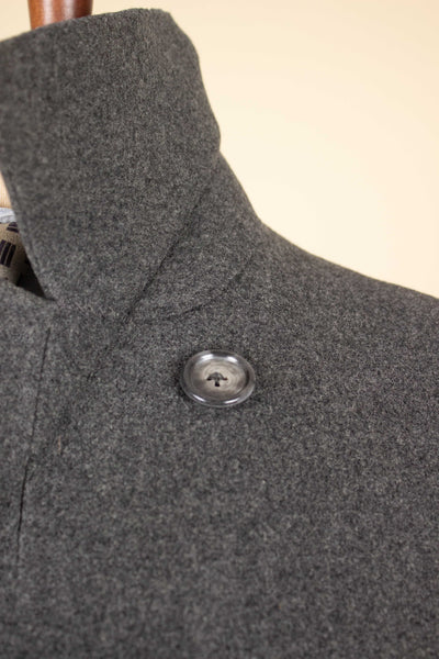 SWEDISH BESPOKE 1955 GREY DOUBLE BREASTED OVERCOAT BY OHLSSONS. SIZE CA EU 48-50