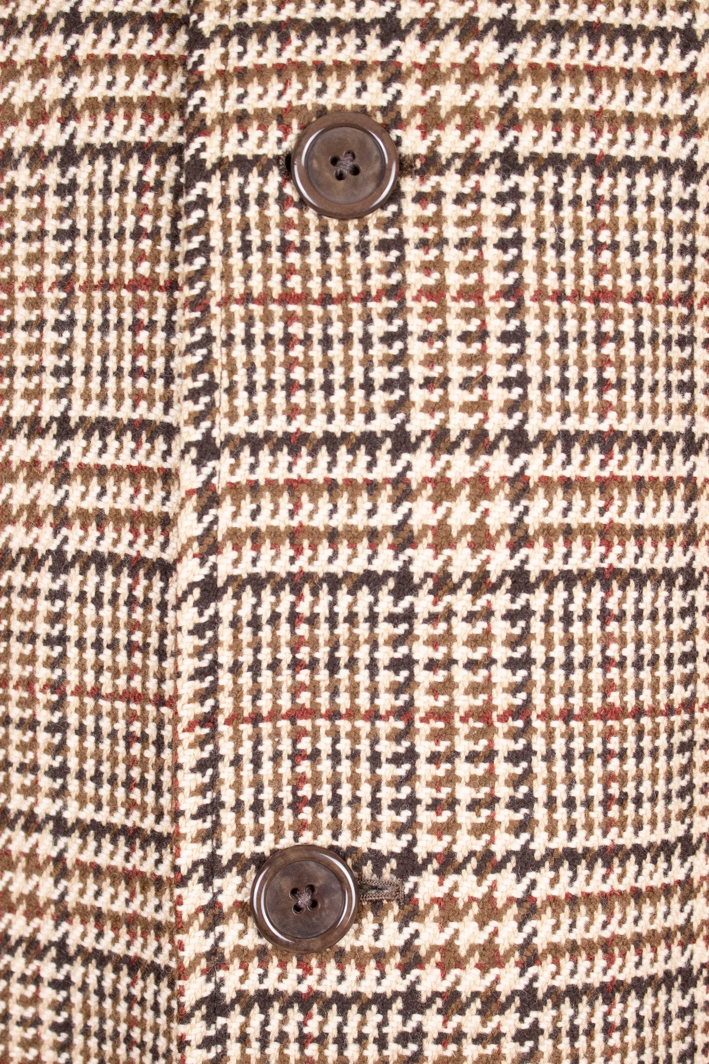 BRITISH 1970S BROWN CHECKERED 100% LAMBSWOOL RAGLAN OVERCOAT BY RODEX. SIZE CA EU 50