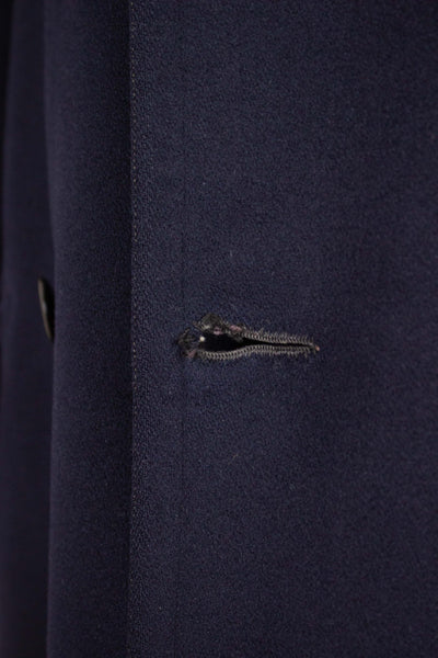 SWEDISH 1910S DARK BLUE DOUBLE BREASTED CHESTERFIELD COAT WITH VELVET COLLAR. SIZE CA EU 46-48 LONG