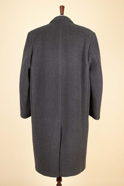 SWEDISH 1930S GREY SINGLE BREASTED HERRINGBONE OVERCOAT. SIZE CA EU 50