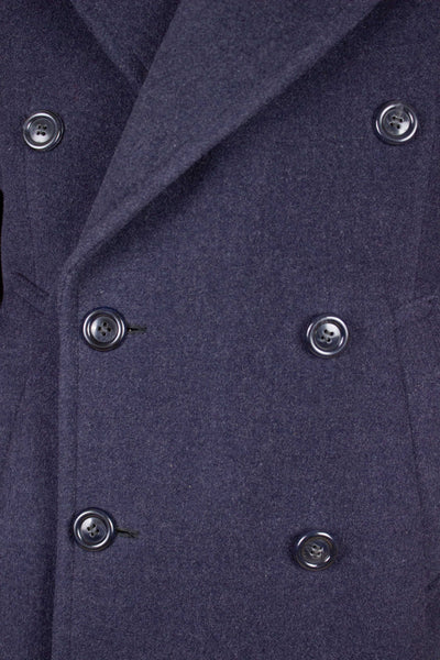 SWEDISH 1940S/1950S BLUE DOUBLE BREASTED OVERCOAT BY HARRYS. SIZE CA EU 50