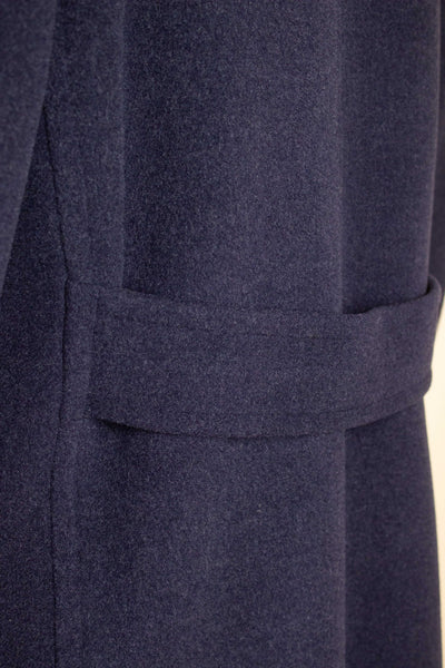 SWEDISH 1940S/1950S BLUE DOUBLE BREASTED OVERCOAT BY HARRYS. SIZE CA EU 50