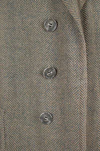 SWEDISH 1940S GREEN HERRINGBONE SINGLE BREASTED TWEED RAGLAN OVERCOAT. SIZE CA EU 50