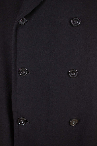 SWEDISH 1929 BLACK DOUBLE BREASTED BESPOKE OVERCOAT BY CARL EKBOM. SIZE CA EU 50