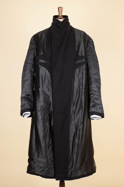 SWEDISH 1929 BLACK DOUBLE BREASTED BESPOKE OVERCOAT BY CARL EKBOM. SIZE CA EU 50