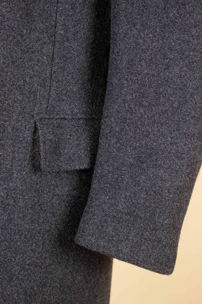 SWEDISH 1940S/1950S GREY HERRINGBONE DOUBLE BREASTED OVERCOAT BY RAPPSON. SIZE CA EU 50-52