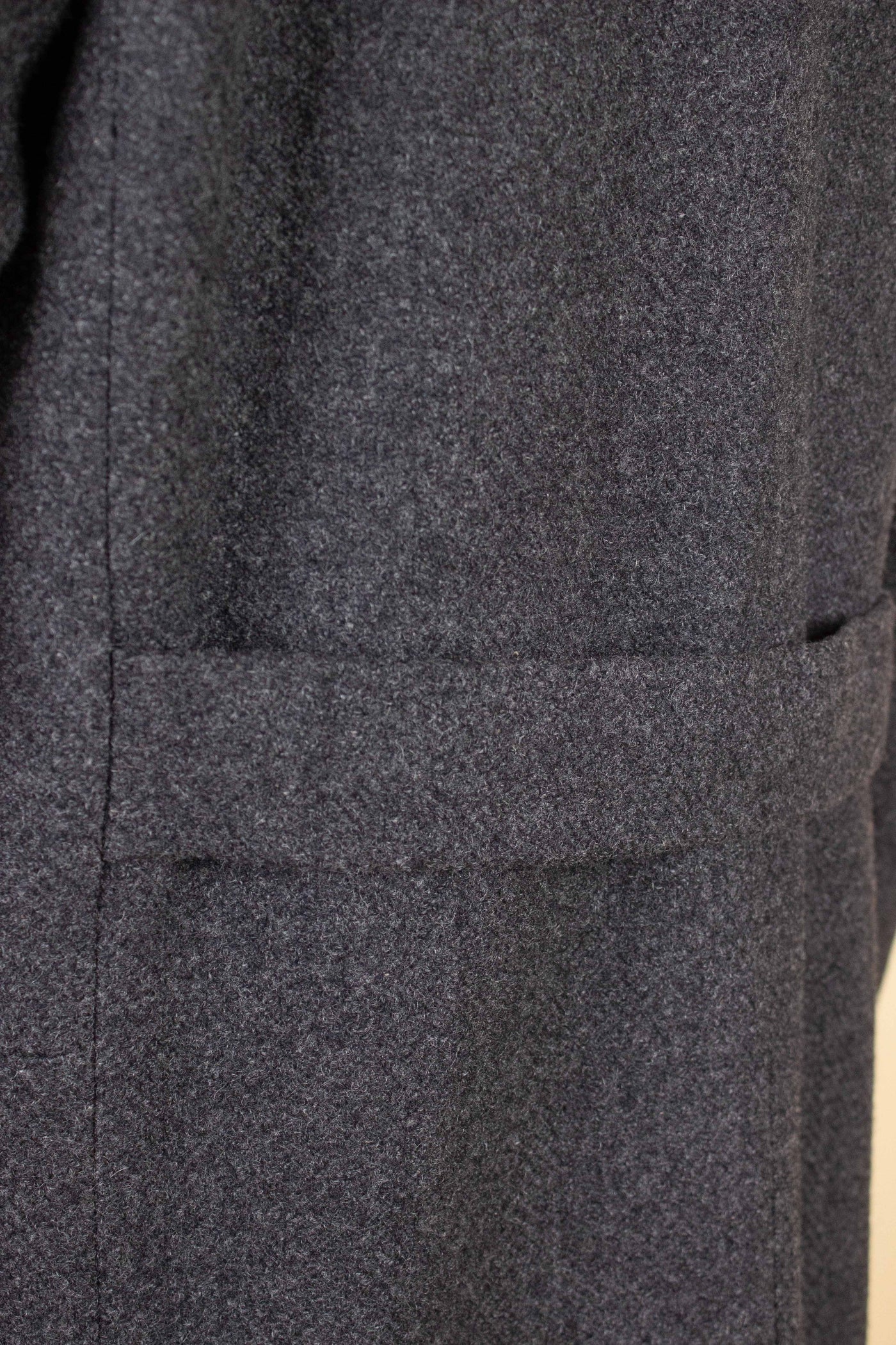 SWEDISH 1940S/1950S GREY HERRINGBONE DOUBLE BREASTED OVERCOAT BY RAPPSON. SIZE CA EU 50-52