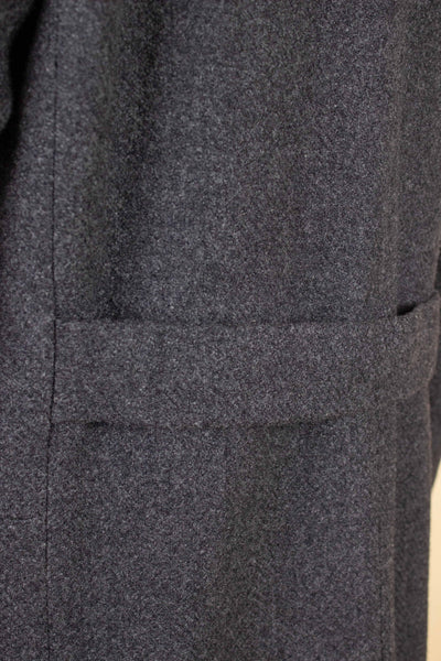 SWEDISH 1940S/1950S GREY HERRINGBONE DOUBLE BREASTED OVERCOAT BY RAPPSON. SIZE CA EU 50-52