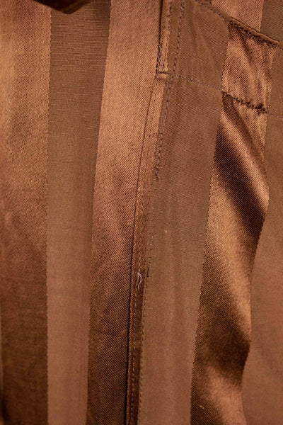 SWEDISH 1940S/1950S REDDISH-BROWN SILK DRESSING GOWN. SIZE CA EU 48