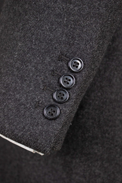 SWEDISH 1950S DOUBLE BREASTED DARK GREY TWILL OVERCOAT BY JUNEX. SIZE CA EU 48