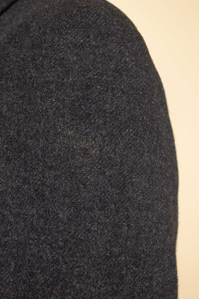 SWEDISH 1950S DOUBLE BREASTED DARK GREY TWILL OVERCOAT BY JUNEX. SIZE CA EU 48