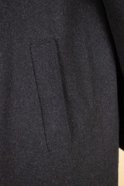 SWEDISH 1940S/1950S DARK GREY SINGLE BREASTED OVERCOAT BY RAPPSON. SIZE CA EU 50