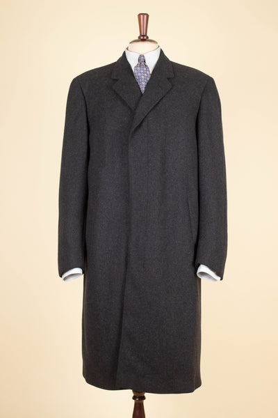 SWEDISH 1940S/1950S DARK GREY SINGLE BREASTED OVERCOAT BY RAPPSON. SIZE CA EU 50