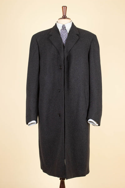 SWEDISH 1940S/1950S DARK GREY SINGLE BREASTED OVERCOAT BY RAPPSON. SIZE CA EU 50