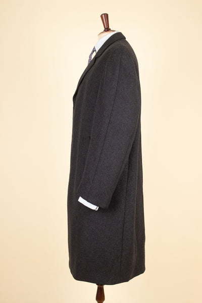 SWEDISH 1940S/1950S DARK GREY SINGLE BREASTED OVERCOAT BY RAPPSON. SIZE CA EU 50