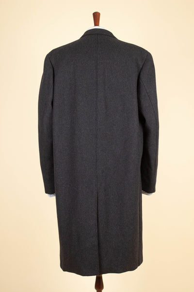 SWEDISH 1940S/1950S DARK GREY SINGLE BREASTED OVERCOAT BY RAPPSON. SIZE CA EU 50