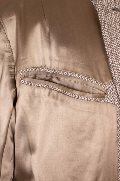 SWEDISH 1957 LIGHT BROWN DOUBLE BREASTED BESPOKE OVERCOAT BY PUB. SIZE CA EU 52-54
