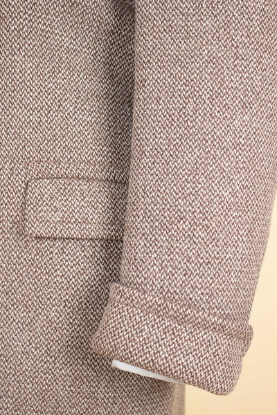 SWEDISH 1957 LIGHT BROWN DOUBLE BREASTED BESPOKE OVERCOAT BY PUB. SIZE CA EU 52-54