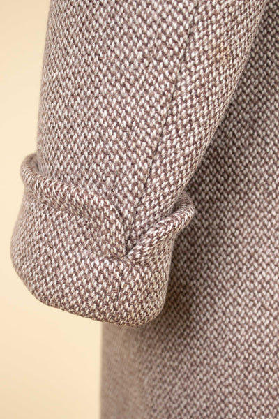 SWEDISH 1957 LIGHT BROWN DOUBLE BREASTED BESPOKE OVERCOAT BY PUB. SIZE CA EU 52-54