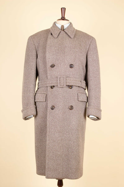 SWEDISH 1957 LIGHT BROWN DOUBLE BREASTED BESPOKE OVERCOAT BY PUB. SIZE CA EU 52-54
