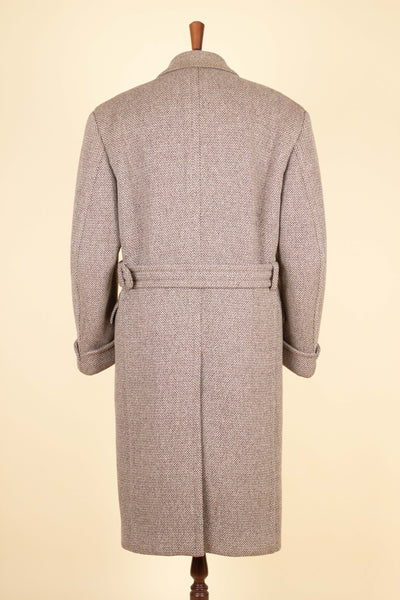 SWEDISH 1957 LIGHT BROWN DOUBLE BREASTED BESPOKE OVERCOAT BY PUB. SIZE CA EU 52-54