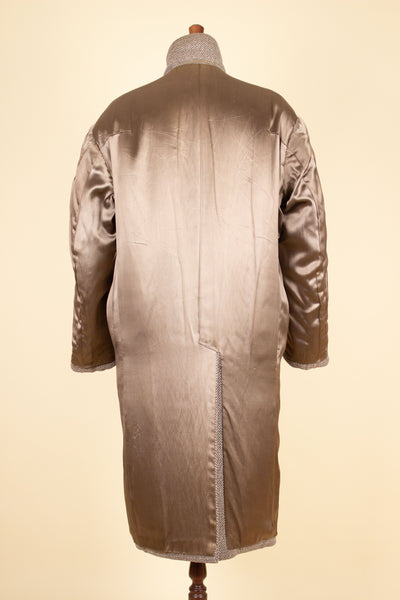 SWEDISH 1957 LIGHT BROWN DOUBLE BREASTED BESPOKE OVERCOAT BY PUB. SIZE CA EU 52-54