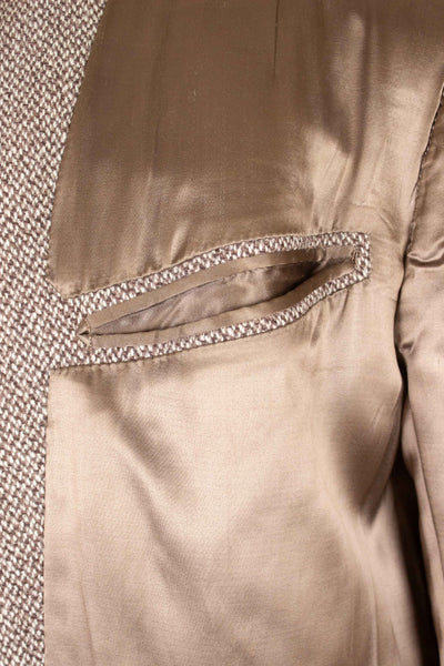 SWEDISH 1957 LIGHT BROWN DOUBLE BREASTED BESPOKE OVERCOAT BY PUB. SIZE CA EU 52-54