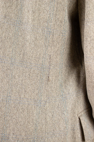 SWEDISH 1920S GREY/GREEN STRIPED DOUBLE BREASTED OVERCOAT. SIZE CA EU 46
