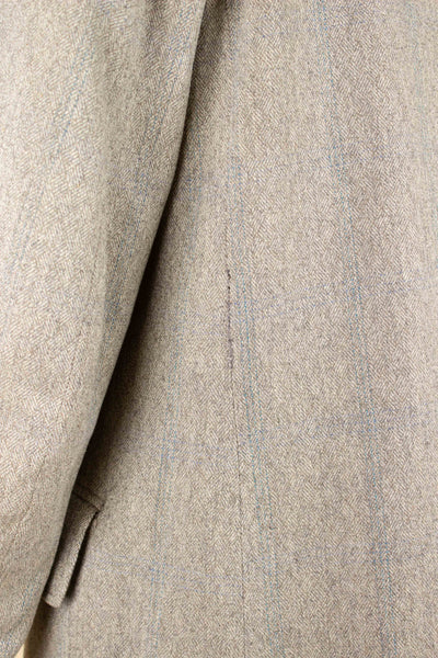 SWEDISH 1920S GREY/GREEN STRIPED DOUBLE BREASTED OVERCOAT. SIZE CA EU 46