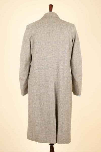 SWEDISH 1920S GREY/GREEN STRIPED DOUBLE BREASTED OVERCOAT. SIZE CA EU 46