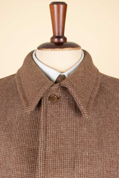 SWEDISH 1940S/1950S MID-BROWN RAGLAN TWEED OVERCOAT BY JUNEX. SIZE CA EU 46-48