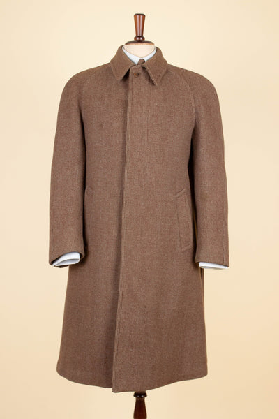 SWEDISH 1940S/1950S MID-BROWN RAGLAN TWEED OVERCOAT BY JUNEX. SIZE CA EU 46-48
