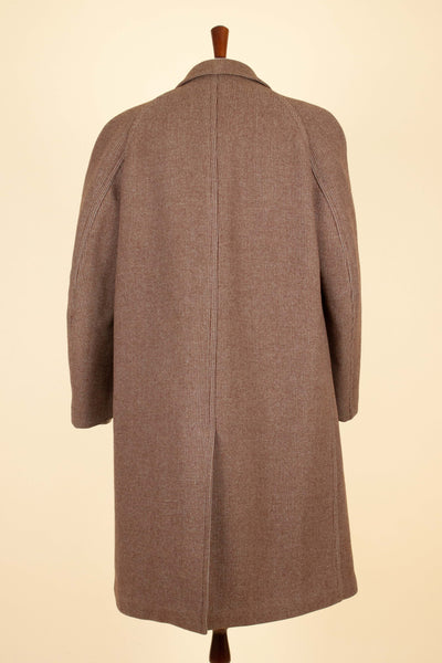 SWEDISH 1940S/1950S MID-BROWN RAGLAN TWEED OVERCOAT BY JUNEX. SIZE CA EU 46-48