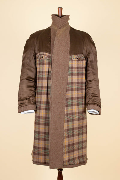 SWEDISH 1940S/1950S MID-BROWN RAGLAN TWEED OVERCOAT BY JUNEX. SIZE CA EU 46-48