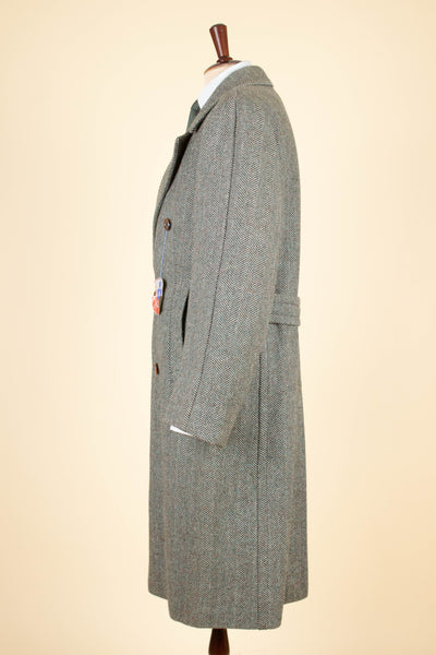 SWEDISH 1930S/1940S GREEN HERRINGBONE DEADSTOCK TWEED COAT BY HELLTEX. SIZE CA EU 46
