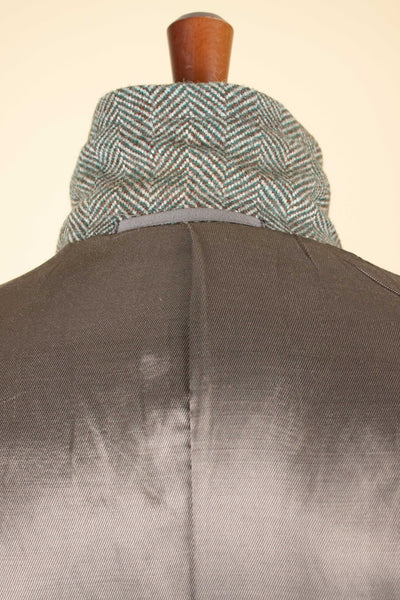 SWEDISH 1930S/1940S GREEN HERRINGBONE DEADSTOCK TWEED COAT BY HELLTEX. SIZE CA EU 46