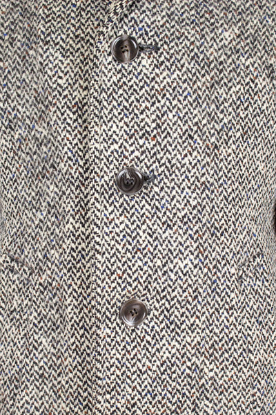 SWEDISH 1950S/1960S SALT&PEPPER/HERRINGBONE RAGLAN OVERCOAT BY STRÖMS. SIZE CA EU 44-46