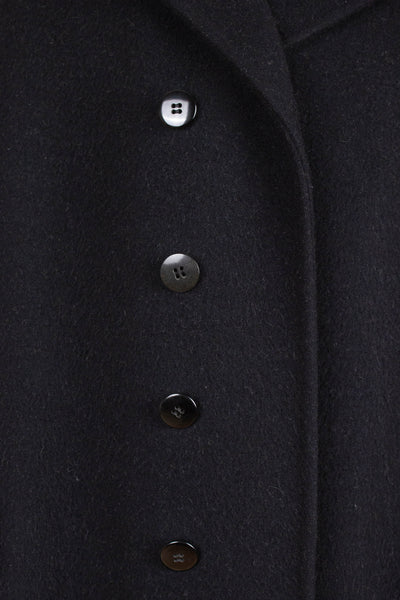 SWEDISH 1948 BLACK SINGLE BREASTED BESPOKE OVERCOAT BY STRÖMS. SIZE CA EU 48-50