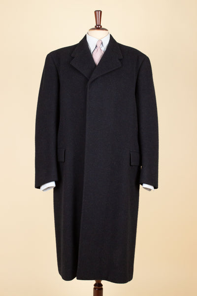 SWEDISH 1948 BLACK SINGLE BREASTED BESPOKE OVERCOAT BY STRÖMS. SIZE CA EU 48-50