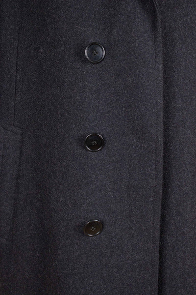 SWEDISH 1940S DARK GREY SINGLE BREASTED OVERCOAT BY KABOM. SIZE CA EU 50-52