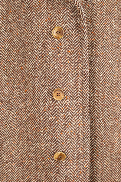 SWEDISH 1930S/1940S BROWN HERRINGBONE RAGLAN TWEED OVERCOAT. SIZE CA EU 48