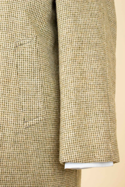 SWEDISH 1950S LIGHT GREEN SINGLE BREASTED TWEED OVERCOAT BY NORDISKA KOMPANIET. SIZE CA EU 48