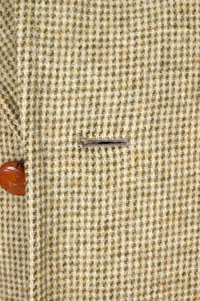 SWEDISH 1950S LIGHT GREEN SINGLE BREASTED TWEED OVERCOAT BY NORDISKA KOMPANIET. SIZE CA EU 48