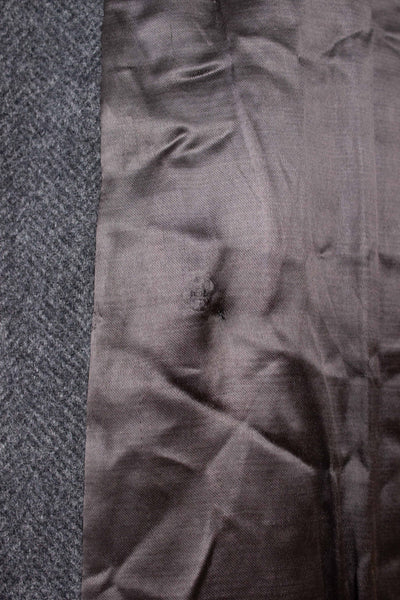 SWEDISH 1940S/1950S DARK GREY HERRINGBONE OVERCOAT BY RANG. SIZE CA EU 46-48