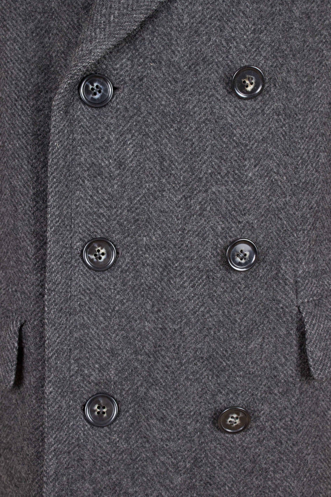 SWEDISH 1940S/1950S DARK GREY HERRINGBONE OVERCOAT BY RANG. SIZE CA EU 46-48
