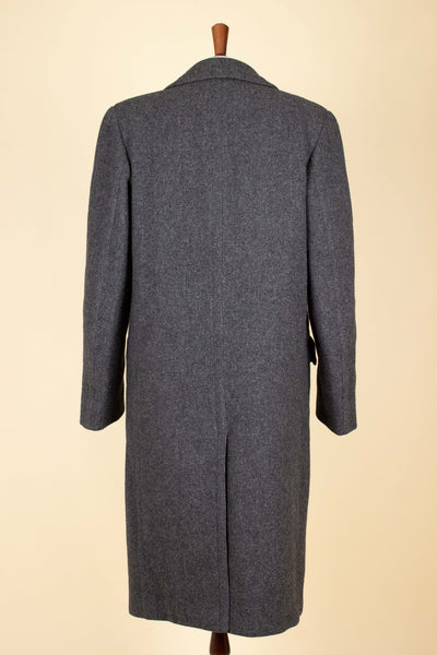 SWEDISH 1940S/1950S DARK GREY HERRINGBONE OVERCOAT BY RANG. SIZE CA EU 46-48