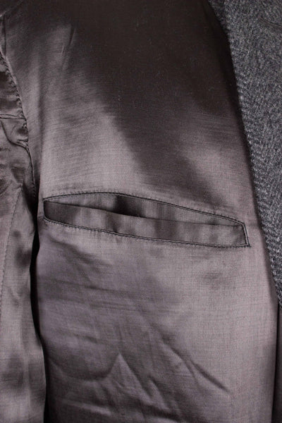 SWEDISH 1940S/1950S DARK GREY HERRINGBONE OVERCOAT BY RANG. SIZE CA EU 46-48
